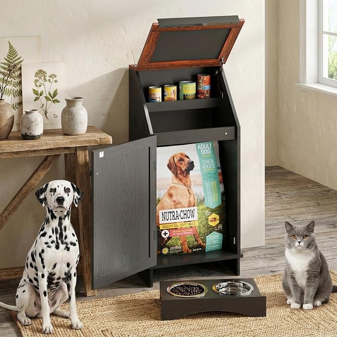 Flip-Top Dog Feeding Station, Dog Food Cabinet - Image 6