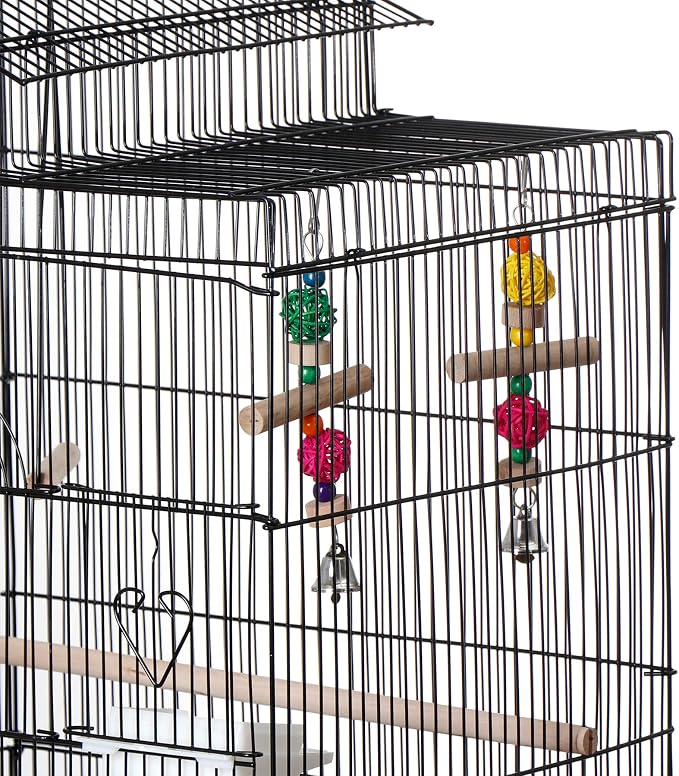 39-Inch Roof Top Bird Cage Large Flight Parrot Cage w/Toys - Image 5