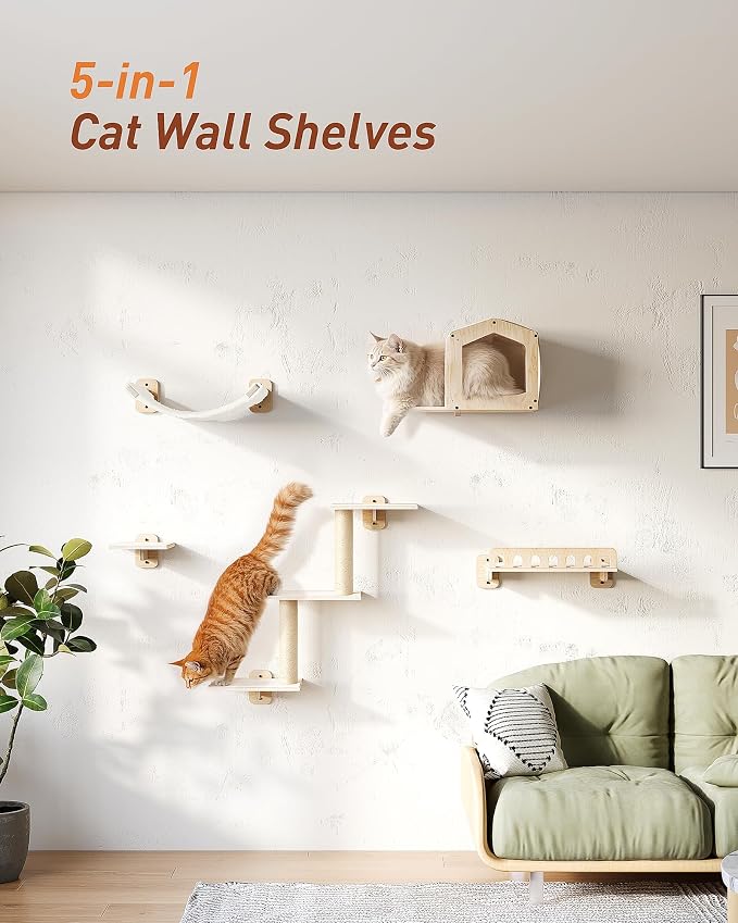 Cat Wall Shelves for Large Cats, 5-in-1 Cat Wall Furniture - Image 7