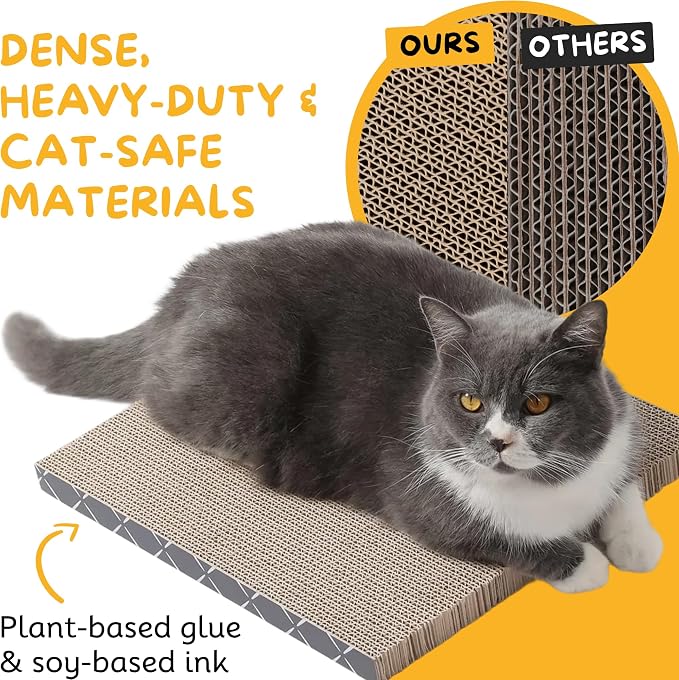 Hide & Scratch Cat Scratcher Pad – 4 Pack | Double-Sided Cardboard Refills - Image 5