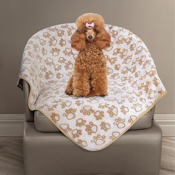 Stuffed Small Beige Premium Soft Dog Blanket, by STUFFED