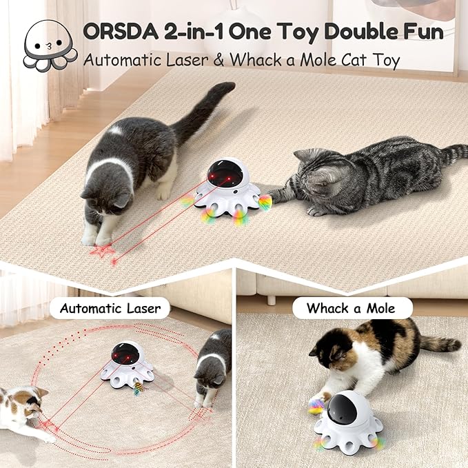 ORSDA Cat Laser Toy, 2-in-1 Interactive Automatic Motion Activated Moving 8 - Image 2
