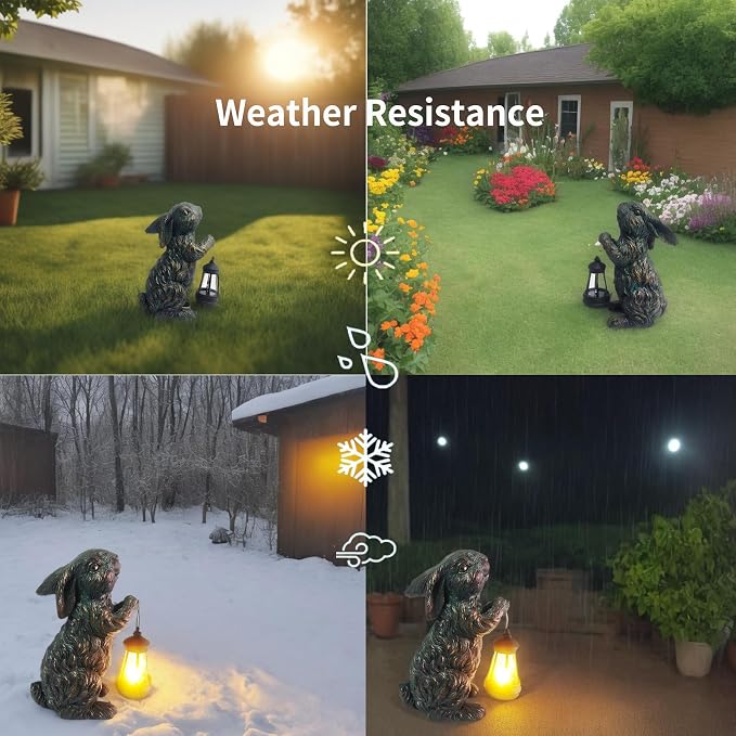 Solar Garden Outdoor Decor Bunny Statues, Figurine Decorations Rabbit - Image 5