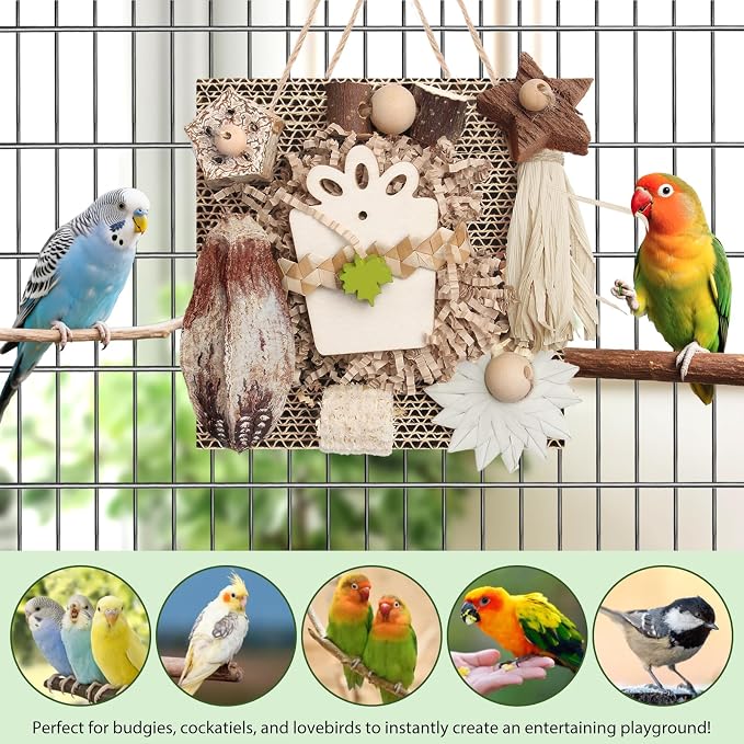 Kyouki Bird Toys, Parakeet Toys, Parrot Toy, Conure Hanging Chewable Cardboard - Image 3