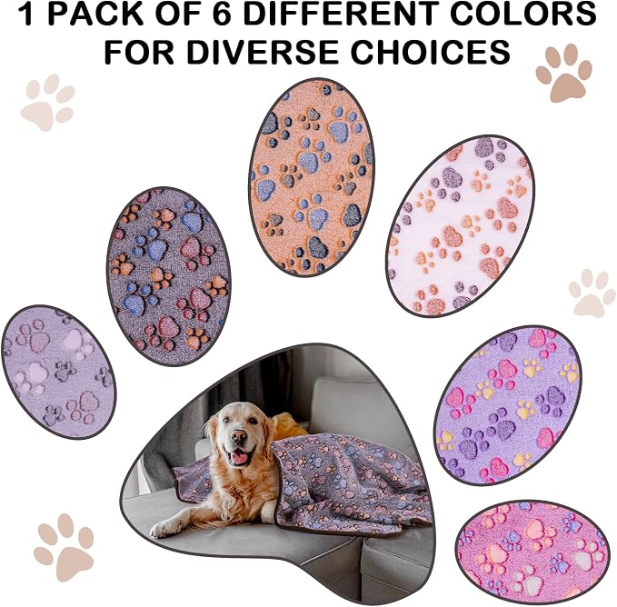 Dono 1 Pack 6 Dog Blankets, Soft Fluffy Fleece Pet Blanket Warm Sleep Mat Paw - Image 5
