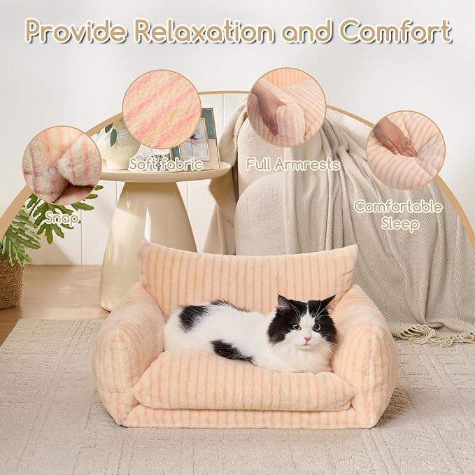 Hollypet Cat Bed Fluffy Plush Mutifuctional Double-Layer Soft Pet Couch - Image 6