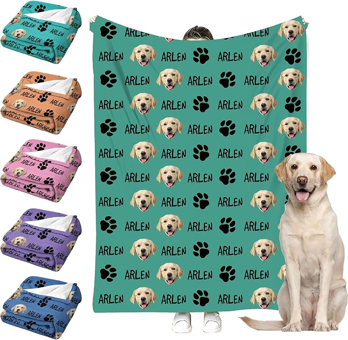 Personalized Paw Print Dog Blanket by Faroishta
