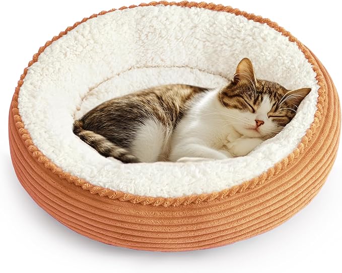 Love's cabin Round Donut Cat and Dog Cushion Bed, 20in Pet Bed by Lovescabin