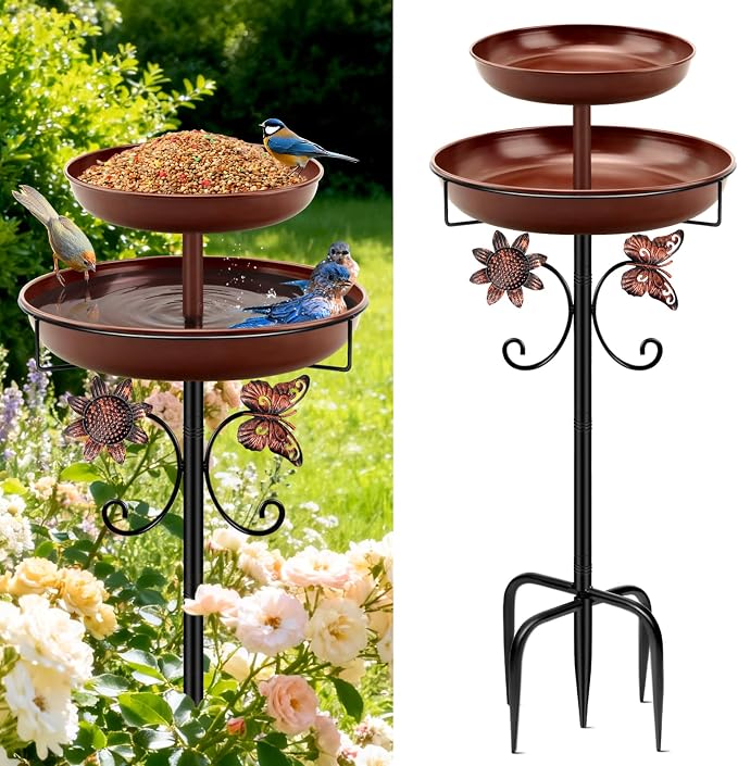 Daoeny Bird Bath for Outside, 42In Vintage Freestanding Birdbaths for Outdoors by Daoeny