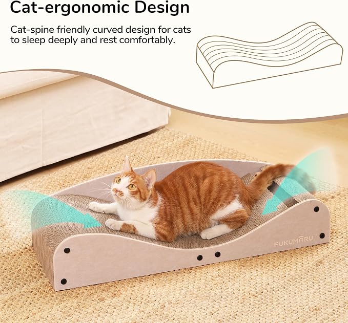 FUKUMARU Cardboard Cat Scratcher Bed, Extra Long 29.1 Inch Cat Scratch Bed - Image 2