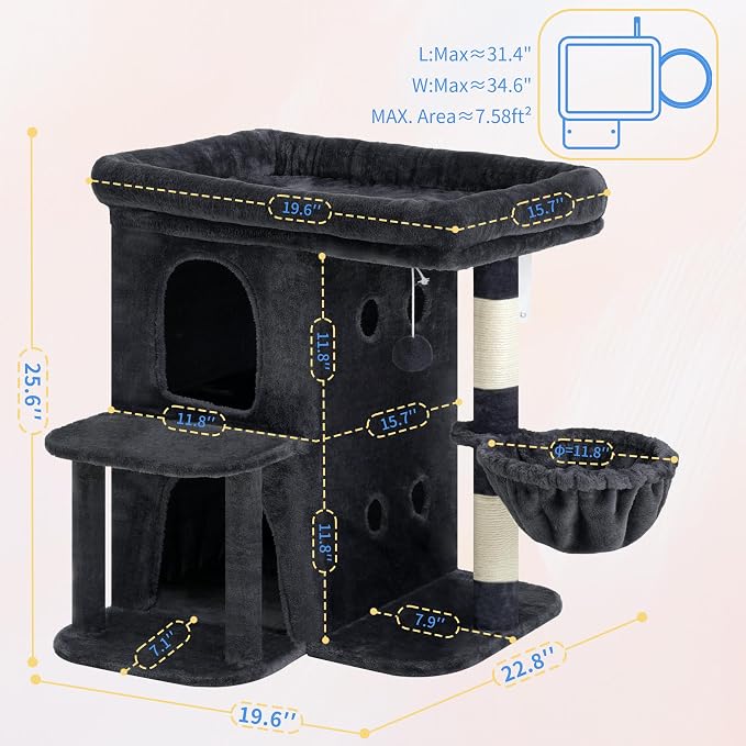 Heybly Cat Tree, 25.6-inch Cat Tower - Image 4
