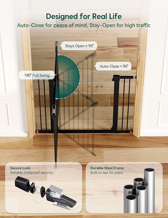 Babelio Baby Gate for Doorways and Stairs, PressGuard P7 Auto Close Dog Gate - Image 5