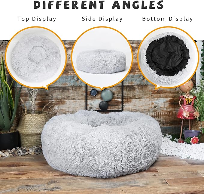 Calming Dog Bed for Medium Dogs Washable Donut 30 inches Anti-Slip Pet Bed - Image 5