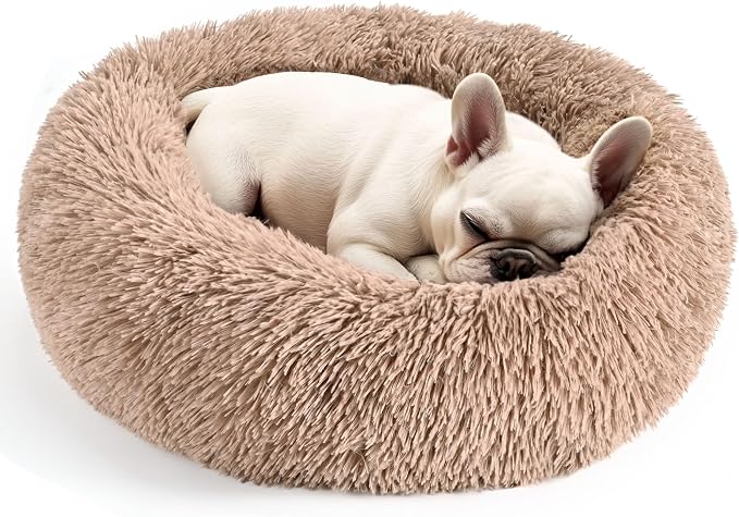 Dogs Bed for Small Dogs, Anti-Anxiety Washable Round Bed by Hoewina