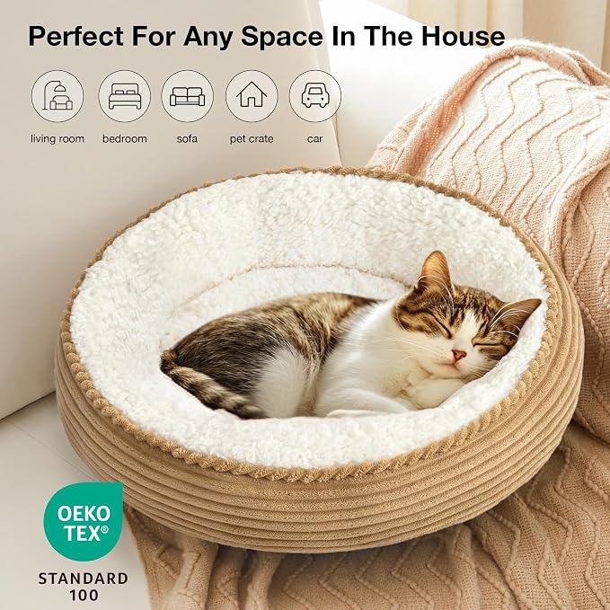 Love's cabin Round Donut Cat and Dog Cushion Bed, 20in Pet Bed - Image 6