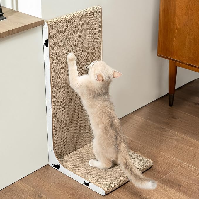 Cat Scratcher Lounge, 23 Inch L-Shaped Cat Scratch Pad, Vertical & Horizontal - Image 8