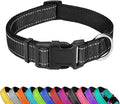 Reflective Dog Collar, Adjustable Soft Neoprene Padded Nylon Pet Collars by PWOD