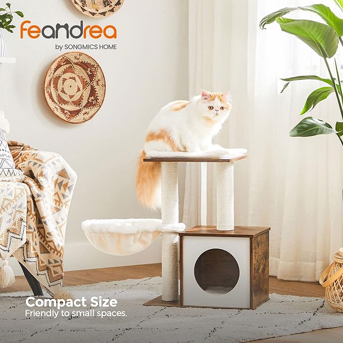 FEANDREA Small Cat Tree for Kittens, Modern Cat Tower for Indoor Cats, Cat Condo - Image 2