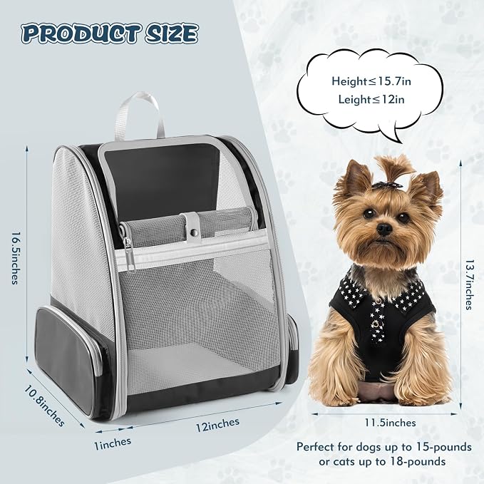 Cat Backpack Carrier, Pet Backpack Carrier Cats and Small Dogs, Collapsible - Image 2