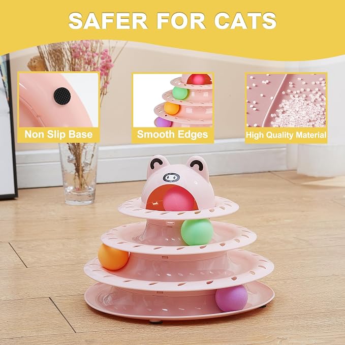 Gefryco Cat Toys 4-Tier Roller Track, Turntable Cat Tower Toy - Image 4