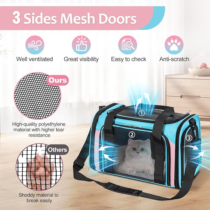 Discala Cat Dog Carrier Up to 15 Lbs TSA Airline Approved Pet Carrier - Image 6