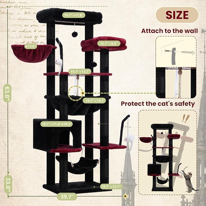 Gothic Cat Tree, Cat Tower for Large Cats - Image 7