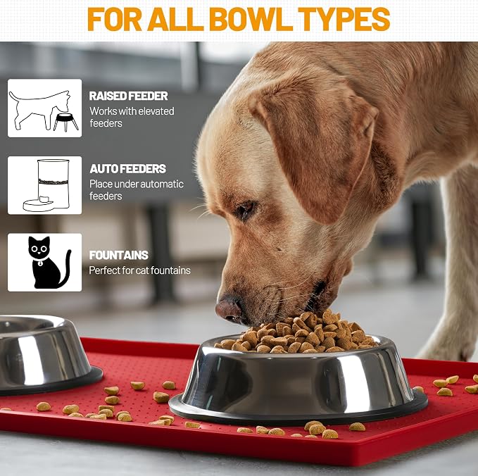 Hubulk Dog Feeding Mat, 100% Waterproof BPA Free Silicone Pet Food and Water - Image 6