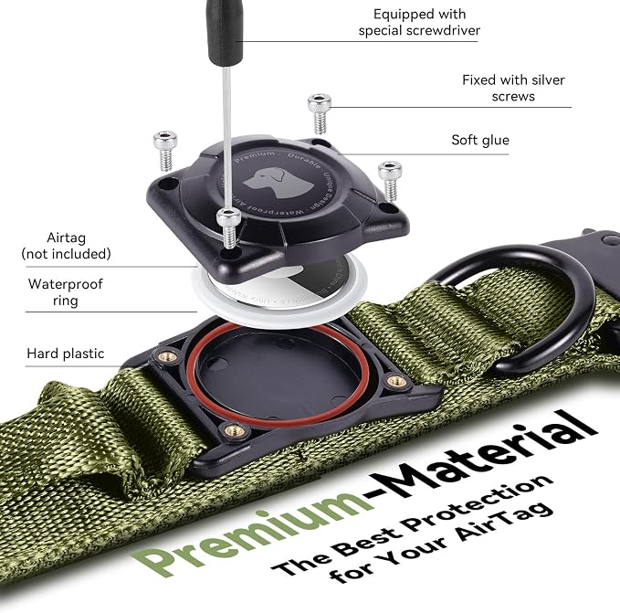 2025 Upgrade Waterproof AirTag Dog Collar, Military Tactical Dog Collar - Image 3