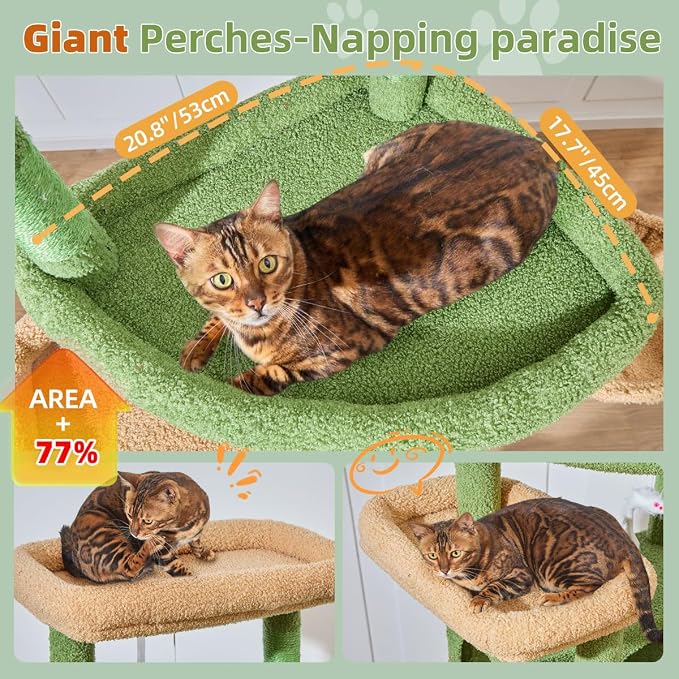 Taoqimiao 71 Inches Cat Tree for Large Cats 20lbs+, 3 Giant Perches, Widened - Image 3