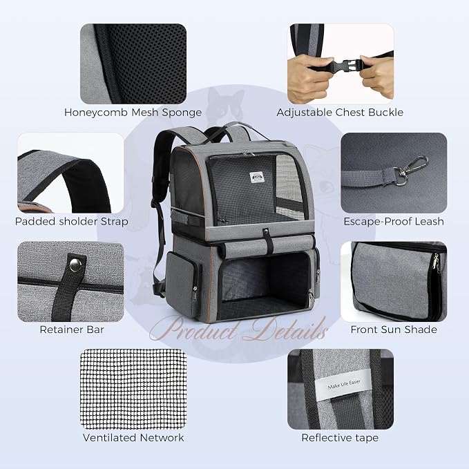 Lekebobor Double Cat Backpack Carrier - Image 7