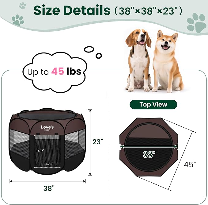 Love's cabin Pet Puppy Dog Playpen, Large Dog Tent Crates Cage Indoor/Outdoor - Image 3
