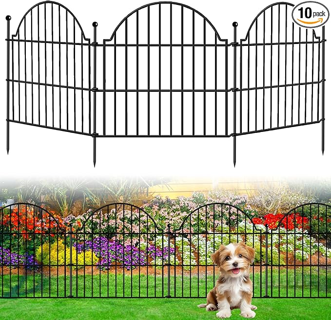 10 Panels No Dig Decorative Outdoor Garden Fence, 24in x20ft Animal Barrier by Blingluck
