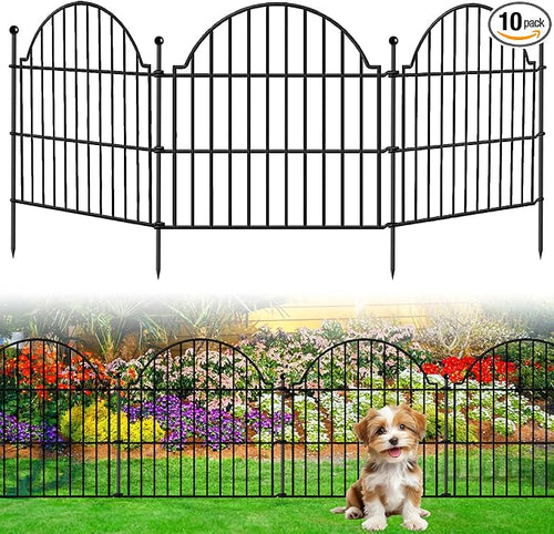 10 Panels No Dig Decorative Outdoor Garden Fence, 24in x20ft Animal Barrier by Blingluck