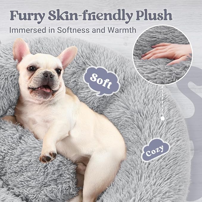 rabbitgoo Dog Bed for Small, 24 inches Machine Washable, Fluffy Donut Pet Bed - Image 2