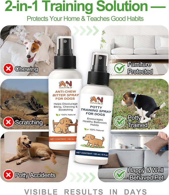 Dog Behavior Training Kit – 2-Pack No Chew Spray + Potty Training Spray – - Image 3
