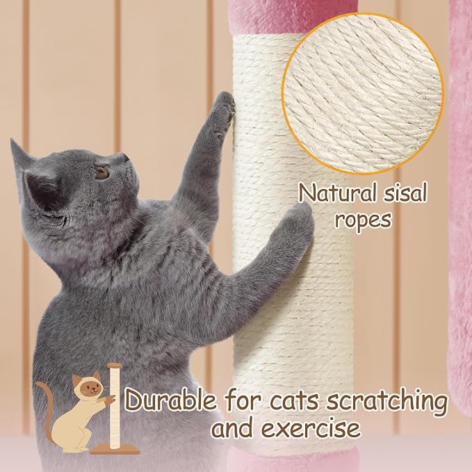 Yaheetech 33.5in Cat Tree, Small Kittens Tower w/Large Perch&2 Cozy Condos - Image 9