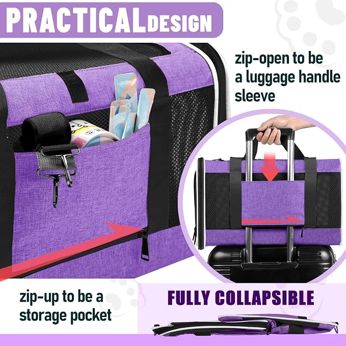 Pet Carrier for Large Cat 20 lbs+ / Soft Sided Small Dog 12 Pounds Travel Crate - Image 3