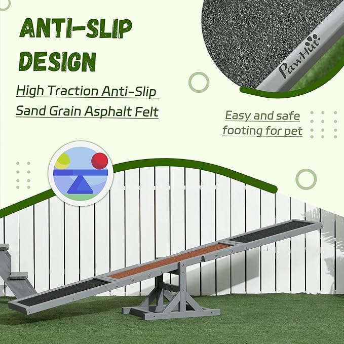 PawHut Wooden Dog Agility Seesaw - Image 4
