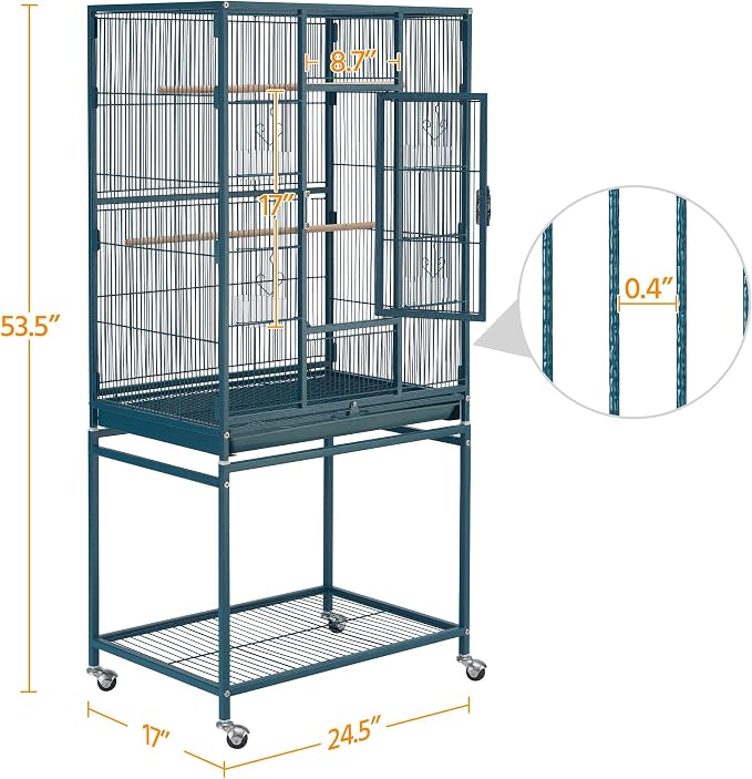 Yaheetech 54inch Metal Large Parrot Parakeet Flight Bird Cage w/Rolling Stand - Image 3