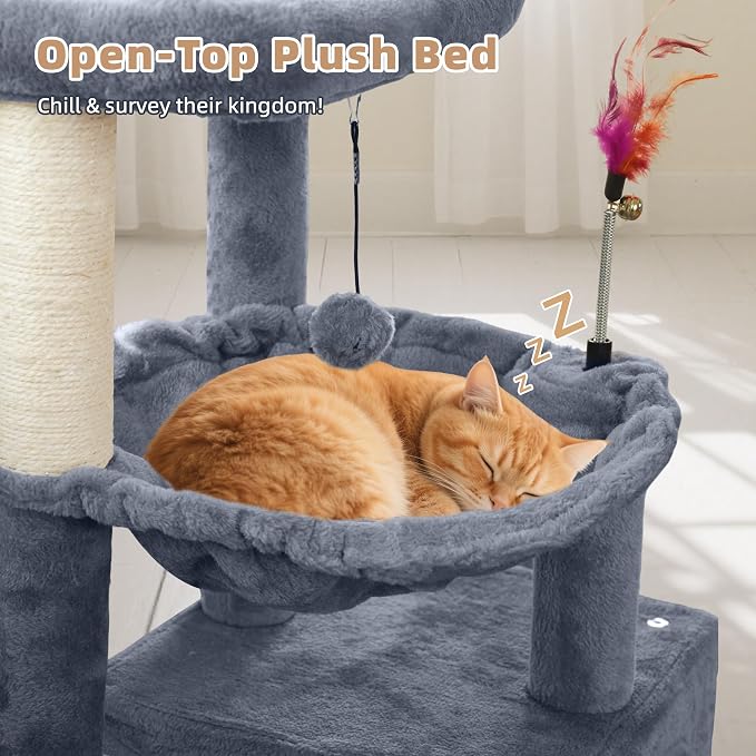 Cat Tree with Cat Condo and Two Hammocks, Cat Tree with Scratching Posts and - Image 7