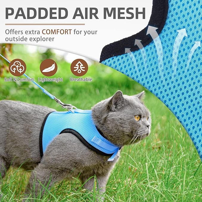 PUPTECK Soft Mesh Cat Vest Harness and Leash Set Puppy Padded Pet Harnesses - Image 2