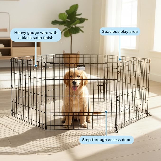 Puppy Playpen - Foldable Metal Exercise Enclosure - Indoor/Outdoor Fence - Image 2
