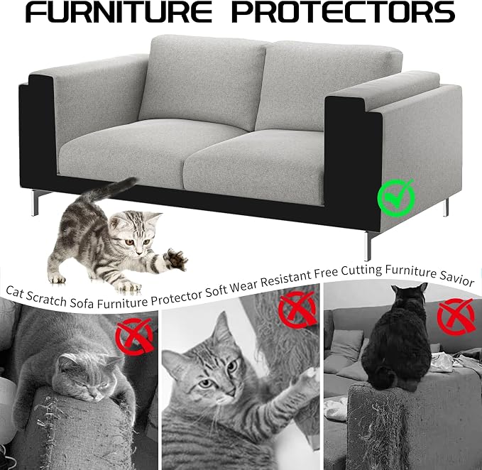 2 Pcs Total 78.7"x15.8" Cat Scratch Mat, Cat Scratch Couch Furniture Protector - Image 3