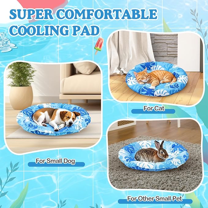 Pet Cooling Mat for Cats and Small Dogs, 20.1'' x 20.1'' Thickened Round Blue - Image 7