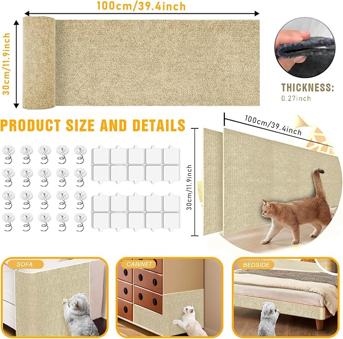 Cat Scratch Mat, Couch Protector from Cats Claw, Cat Scratch Furniture - Image 2