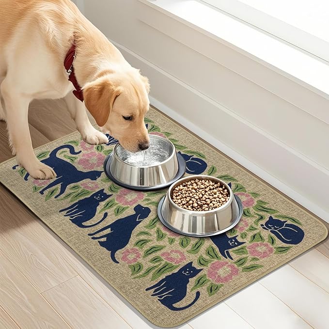 SHIYUE Dog Food Mats for Floors, Absorbent Cat Bowl for Food and Water - Image 6