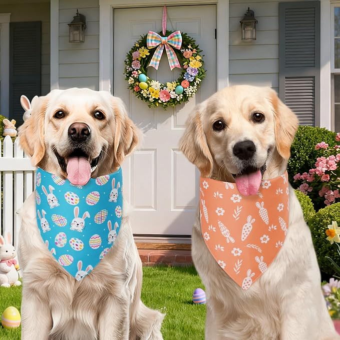 Easter Dog Bandanas Small 2PCS, 4 Pattern Colorful Scarf - Image 4