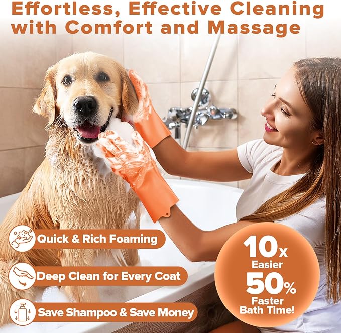 6PCS Pet Grooming Kit for Dogs, Cats and Horses | Dog Washing/Bath Gloves | Dog - Image 2