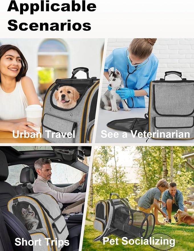 Expandable Cat Carriers for Cats and Small Dogs, Travel Bag - Image 8