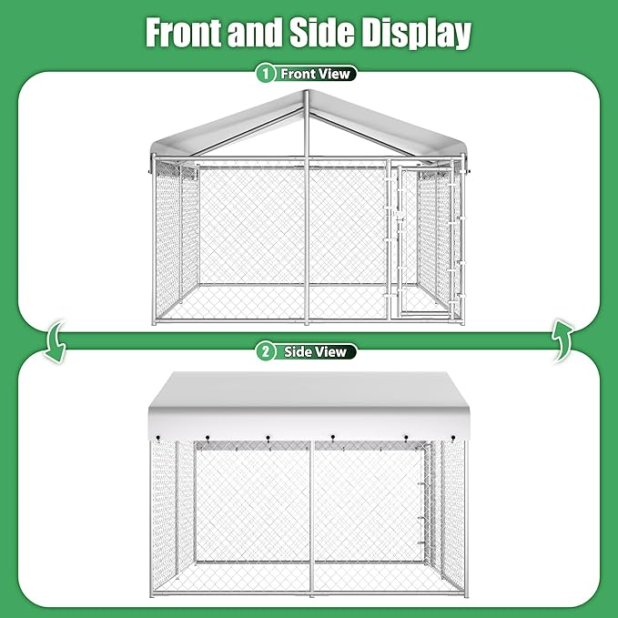 HITTITE Extra Large Outdoor Dog Kennel, Galvanized Chain Link Dog Runs - Image 7